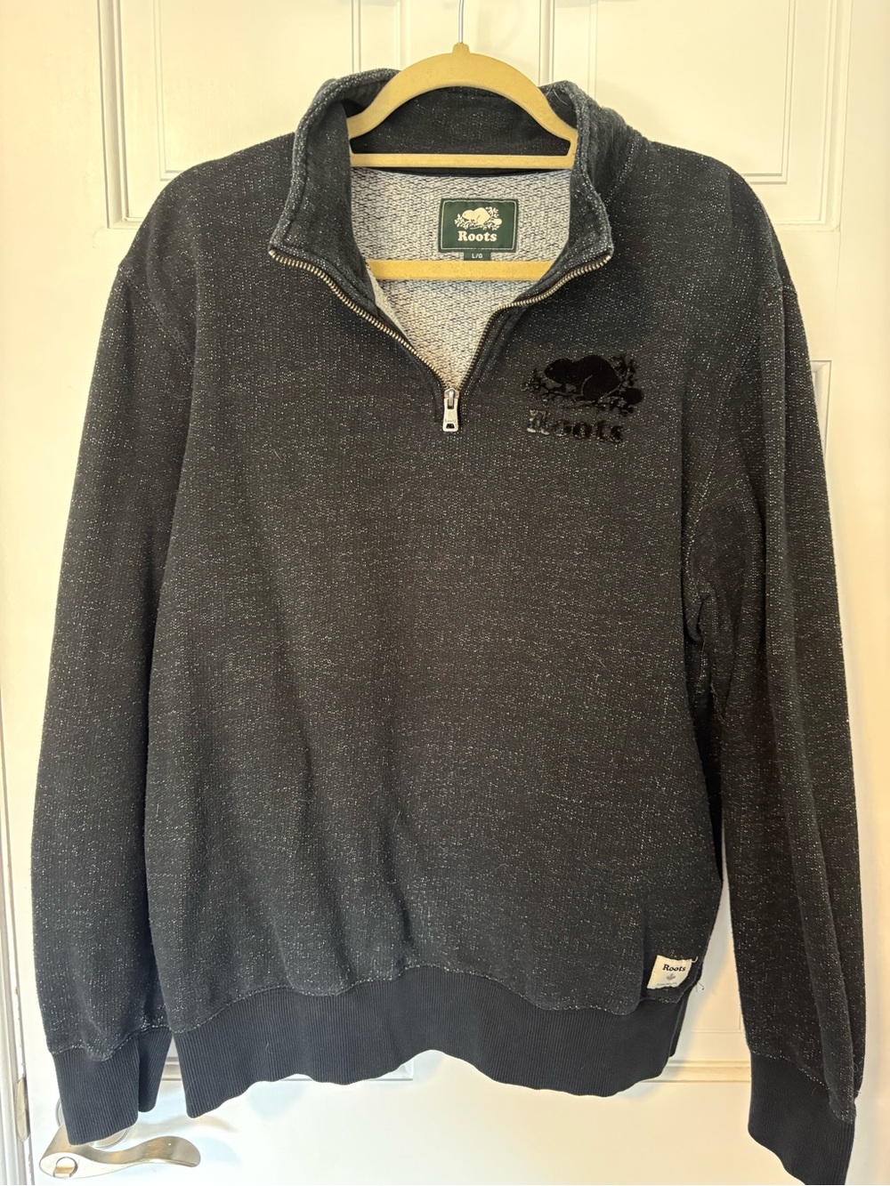 Roots Men's Dark Charcoal Quarter-Zip Pullover